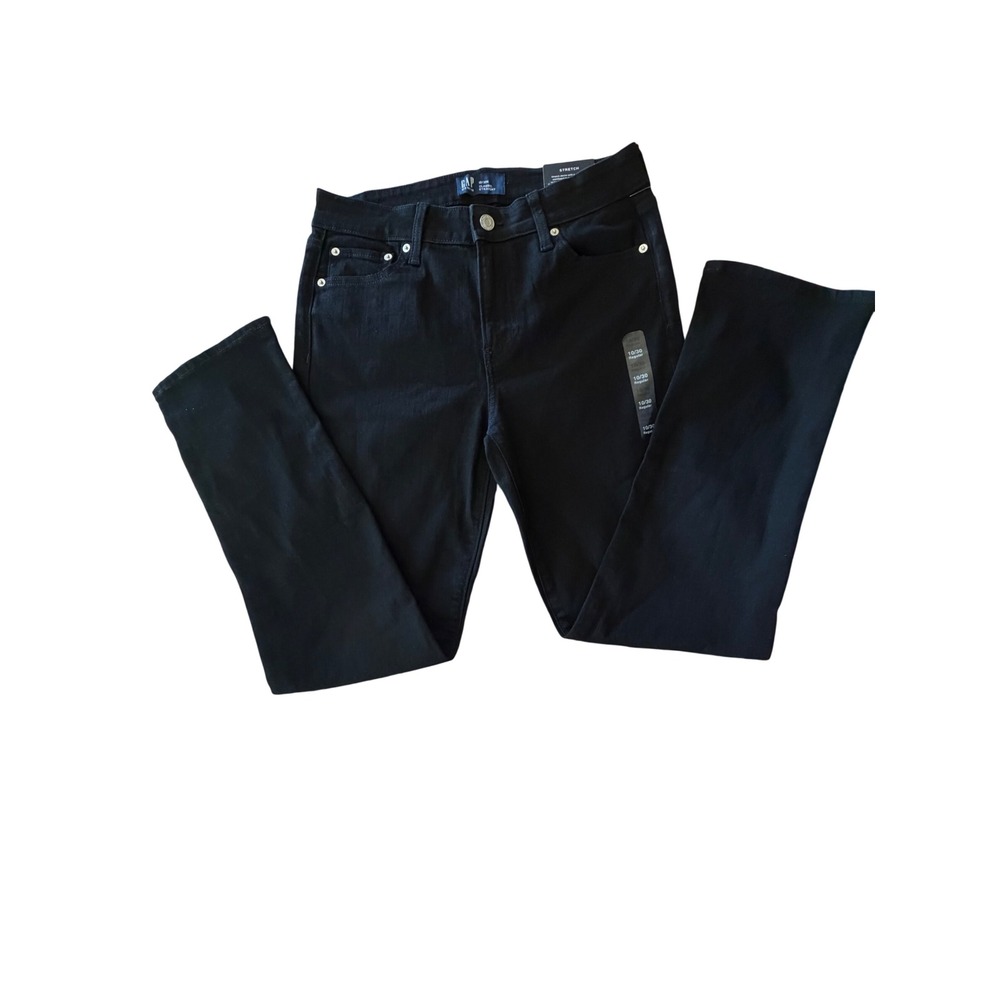 Gap Classic Straight Leg Jeans women's 10/30R Black Mid Rise Stretch Denim Pants